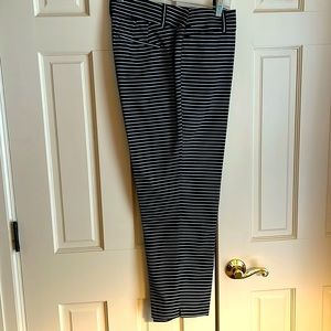 Ann Taylor Loft Julie Cropped Pant, Blue/White Stripe, Size 10